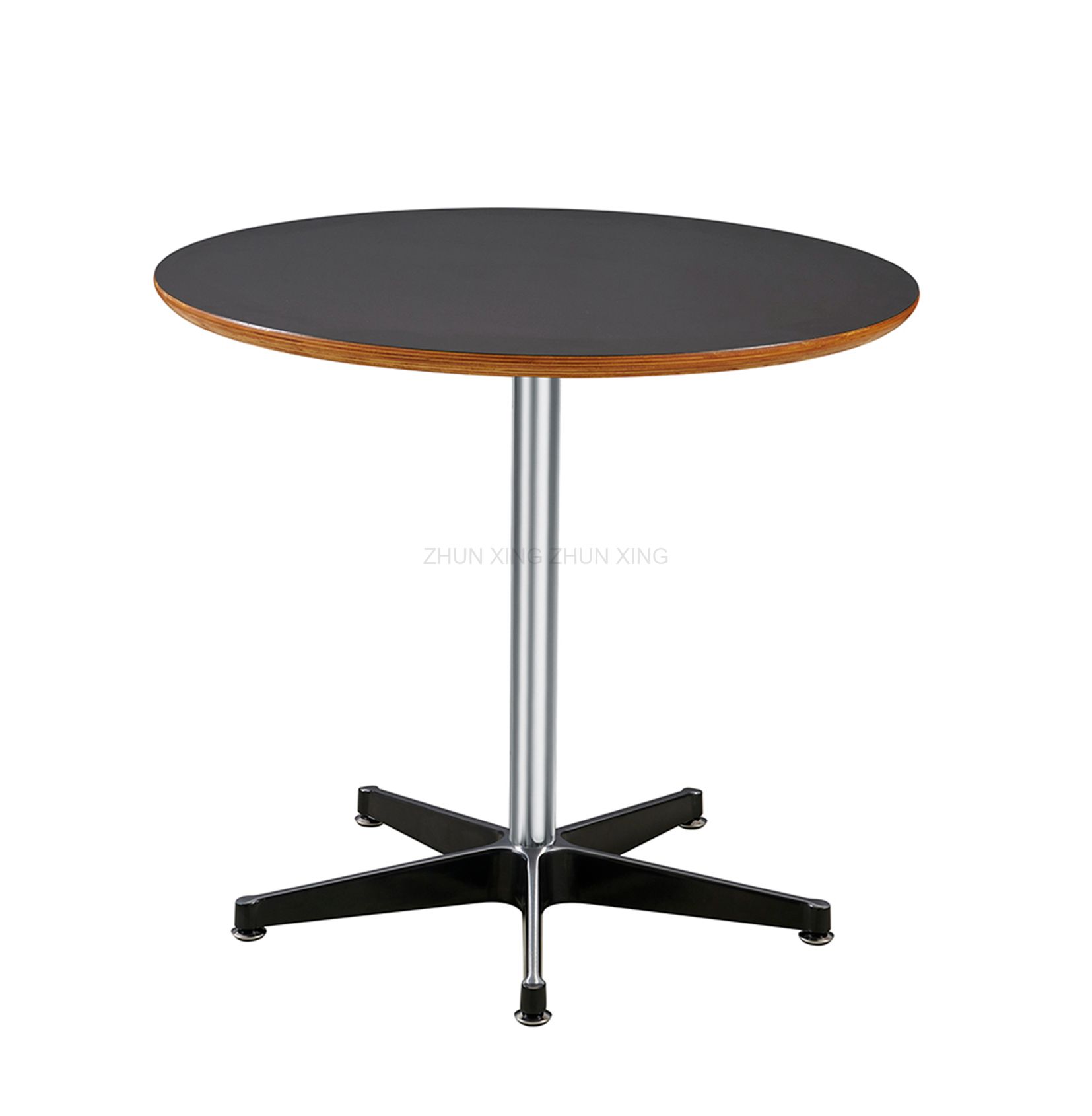 Mesa de comedor redonda con patas de metal de dise&ntilde;o simple con base de pedestal